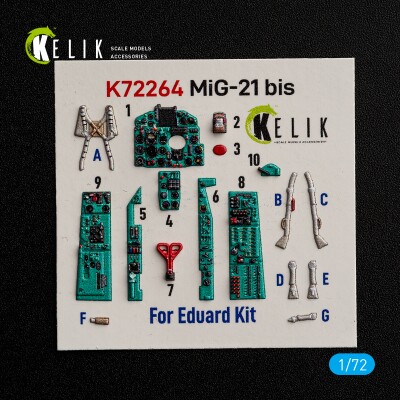 MiG-21 bis декаль інтер'єр для комплекту Eduard 1/72 KELIK K72264 детальное изображение 3D Декали Афтермаркет