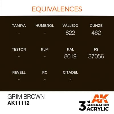 Acrylic paint GRIM BROWN – STANDARD / Gloomy BROWN AK-interactive AK11112 детальное изображение General Color AK 3rd Generation