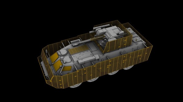 Сборная модель 1/72 Украинский бронетранспортёр БТР-4Е (Модифицированный корпус) с решетчатой броней детальное изображение Бронетехника 1/72 Бронетехника