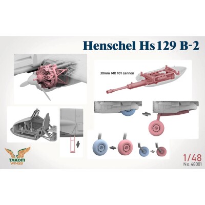 Збірна модель 1/48 Набір Henschel 129 B2 + 129 B3 + танк Пантера А та фігурка Takom 48001W детальное изображение Самолеты 1/48 Самолеты
