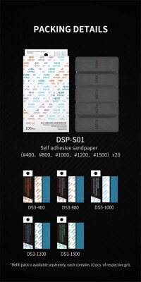 Set of self-adhesive sandpaper #400 - #1500 (100 pcs) DSPIAE DSP-S01 детальное изображение Наждачная бумага Инструменты