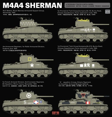 Збірна модель 1/35 Танк M4A4 Sherman RFM RM-5119 детальное изображение Бронетехника 1/35 Бронетехника