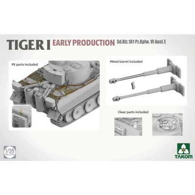 Збірна модель 1/35 Танк Тигр I раннього виробництва Sd.Kfz.181 Pz.Kpfw.VI Ausf.E Takom 2196 детальное изображение Бронетехника 1/35 Бронетехника
