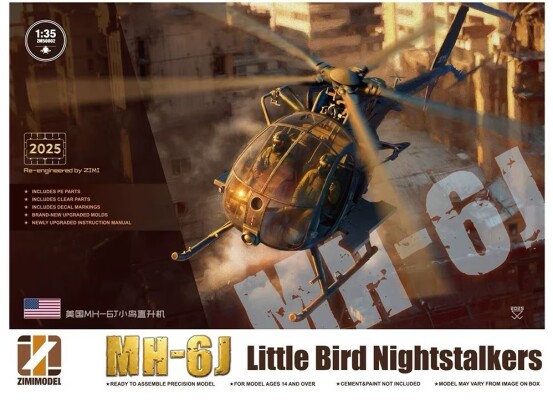 Збірна модель 1/35 Американський вертоліт MH-6J Little Bird Nightstalkers Zimi ZM50002 детальное изображение Вертолеты 1/35 Вертолеты