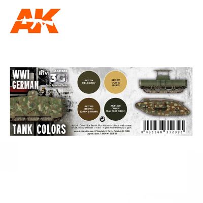 WWI GERMAN TANK COLORS 3G / Набор цветов немецких танков Первой Мировой Войны детальное изображение Наборы красок Краски