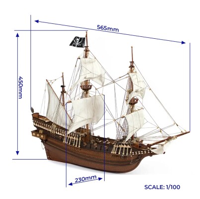 Scale wooden model 1/100 Pirate ship &quot;Buccaneer&quot; OcCre 12002 детальное изображение Корабли Модели из дерева