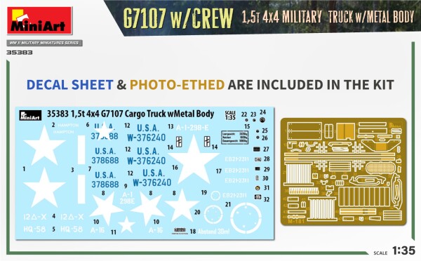 Сборная модель 1/35 Грузовой автомобиль с металлическим кузовом G7107 и экипажем 1,5 т 4x4 МиниАрт детальное изображение Автомобили 1/35 Автомобили