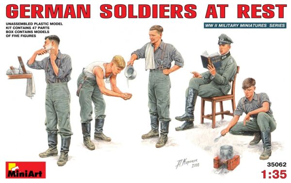 Немецкие солдаты на отдыхе детальное изображение Фигуры 1/35 Фигуры