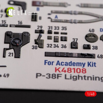 P-38F &quot;Lightning&quot; 3D декаль интерьер для комплекта Academy 1/48 КЕЛИК K48108 детальное изображение 3D Декали Афтермаркет