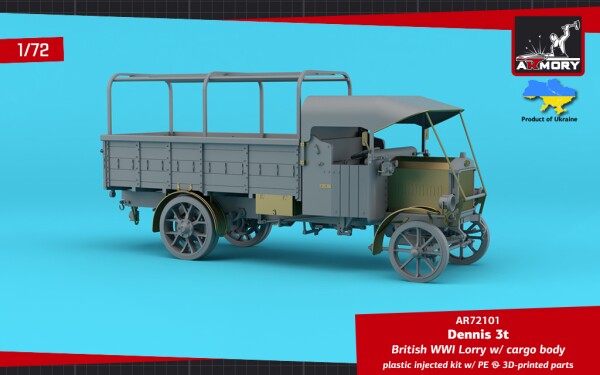 Сборная модель 1/72 Британский грузовик Dennis 3t времён Первой мировой войны с бортовым кузовом детальное изображение Автомобили 1/72 Автомобили