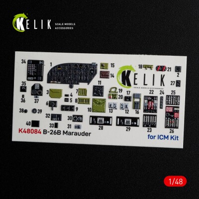 B-26B Marauder 3D декаль інтер'єр для комплекту ICM 1/48 KELIK K48084 детальное изображение 3D Декали Афтермаркет