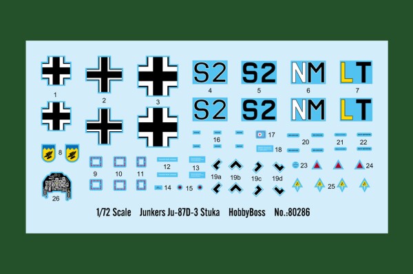 Збірна модель 1/72 Літак Junkers Ju-87D-3 Stuka HobbyBoss 80286 детальное изображение Самолеты 1/72 Самолеты
