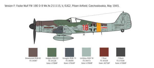 Збірна модель 1/72 Літак FW 190 D-9 Italeri 1312 детальное изображение Самолеты 1/72 Самолеты