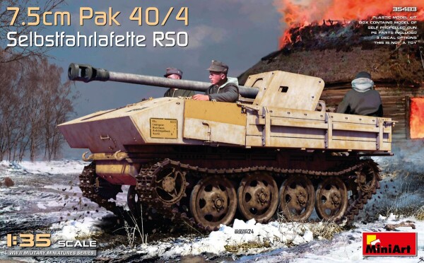 Збірна модель 1/35 САУ RSO 7,5 см Pak 40/4 MiniArt 35483 детальное изображение Артиллерия 1/35 Артиллерия