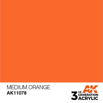 Акриловая краска MEDIUM ORANGE – STANDARD / УМЕРЕННЫЙ ОРАНЖЕВЫЙ АК-интерактив AK11078 детальное изображение General Color AK 3rd Generation