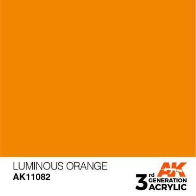 Acrylic paint LUMINOUS ORANGE – STANDARD / GLOWING ORANGE AK-interactive AK11082 детальное изображение General Color AK 3rd Generation