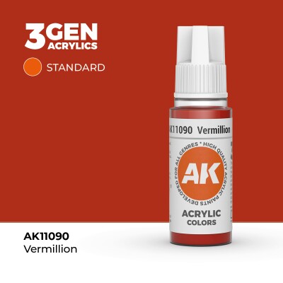 Акрилова фарба VERMILLION – STANDARD / ПОМАРАНЧЕВО - ЧЕРВОНИЙ ГРАНАТ  AK-interactive AK11090 детальное изображение General Color AK 3rd Generation