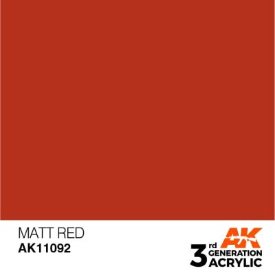 Акриловая краска MATT RED – STANDARD / МАТОВЫЙ КРАСНЫЙ АК-интерактив AK11092 детальное изображение General Color AK 3rd Generation