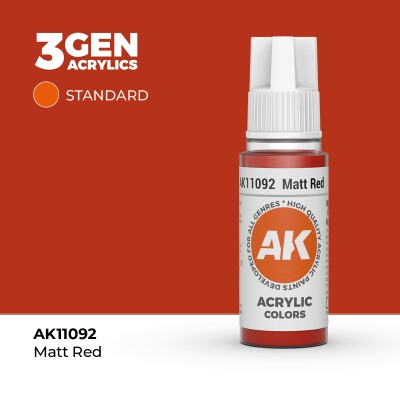 Акриловая краска MATT RED – STANDARD / МАТОВЫЙ КРАСНЫЙ АК-интерактив AK11092 детальное изображение General Color AK 3rd Generation