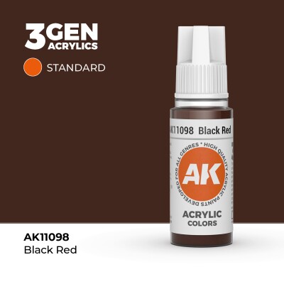 Акриловая краска BLACK RED – STANDARD / ЧЕРНО-КРАСНЫЙ АК-интерактив AK11098 детальное изображение General Color AK 3rd Generation