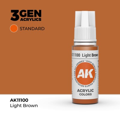 Акрилова фарба LIGHT BROWN – STANDARD / СВІТЛО-КОРИЧНЕВИЙ AK-interactive AK11100 детальное изображение General Color AK 3rd Generation