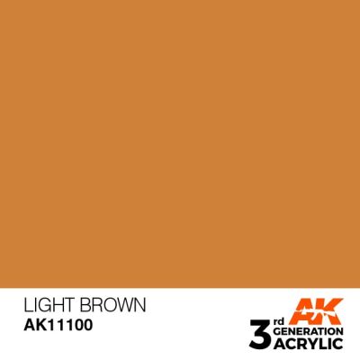Акрилова фарба LIGHT BROWN – STANDARD / СВІТЛО-КОРИЧНЕВИЙ AK-interactive AK11100 детальное изображение General Color AK 3rd Generation