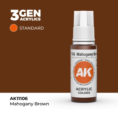 Акриловая краска MAHOGANY BROWN – STANDARD / КРАСНОЕ ДЕРЕВО АК-интерактив AK11106 детальное изображение General Color AK 3rd Generation