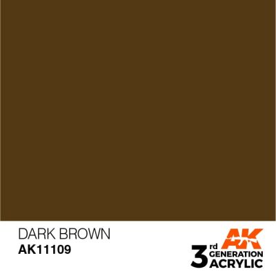 Акрилова фарба DARK BROWN – STANDARD / ТЕМНО-КОРИЧНЕВИЙ AK-interactive AK11109 детальное изображение General Color AK 3rd Generation