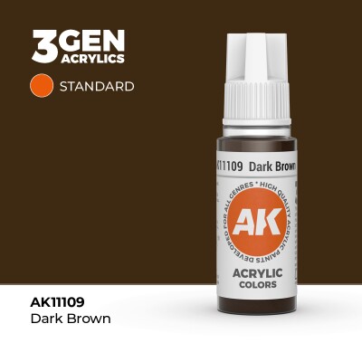 Акрилова фарба DARK BROWN – STANDARD / ТЕМНО-КОРИЧНЕВИЙ AK-interactive AK11109 детальное изображение General Color AK 3rd Generation