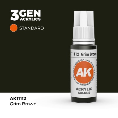 Акрилова фарба GRIM BROWN – STANDARD / ПОХМУРИЙ КОРИЧНЕВИЙ AK-interactive AK11112 детальное изображение General Color AK 3rd Generation