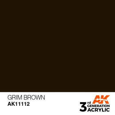 Акриловая краска GRIM BROWN – STANDARD / МРАЧНЫЙ КОРИЧНЕВЫЙ АК-интерактив AK11112 детальное изображение General Color AK 3rd Generation