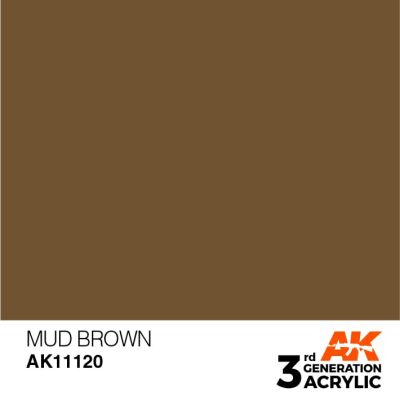Акриловая краска MUD BROWN – STANDARD / ГРЯЗНО-КОРИЧНЕВЫЙ АК-интерактив AK11120 детальное изображение General Color AK 3rd Generation