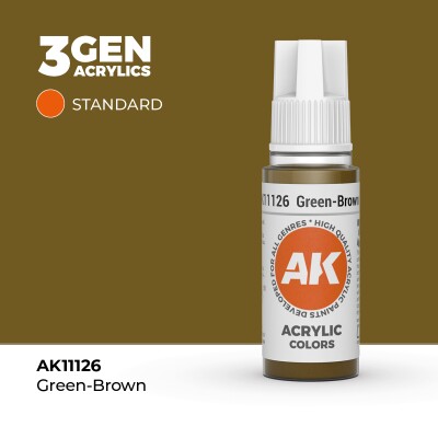 Акрилова фарба GREEN-BROWN – STANDARD / ЗЕЛЕНО-КОРИЧНЕВИЙ AK-interactive AK11126 детальное изображение General Color AK 3rd Generation