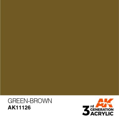 Акриловая краска GREEN-BROWN – STANDARD / ЗЕЛЕНО-КОРИЧНЕВЫЙ АК-интерактив AK11126 детальное изображение General Color AK 3rd Generation