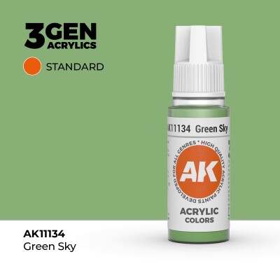 Акриловая краска GREEN SKY – STANDARD / НЕБЕСНЫЙ ЗЕЛЕНЫЙ АК-интерактив AK11134 детальное изображение General Color AK 3rd Generation
