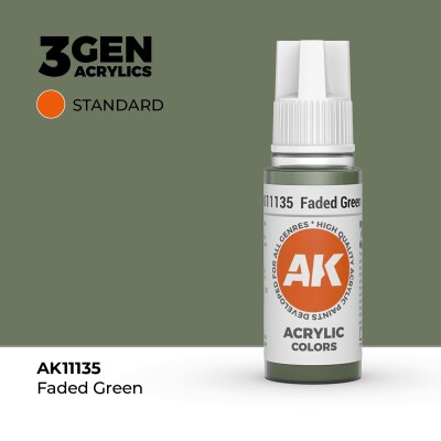 Акриловая краска FADED GREEN – STANDARD / БЛЕКЛЫЙ ЗЕЛЕНЫЙ АК-интерактив AK11135 детальное изображение General Color AK 3rd Generation