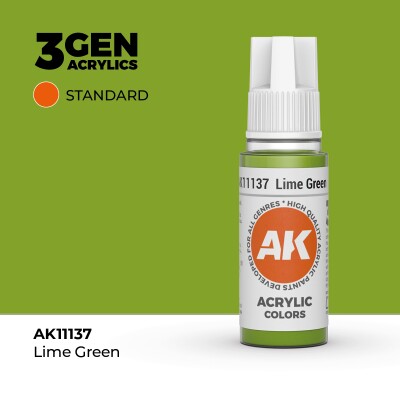 Акриловая краска LIME GREEN – STANDARD / ЗЕЛЕНЫЙ ЛАЙМ АК-интерактив AK11137 детальное изображение General Color AK 3rd Generation