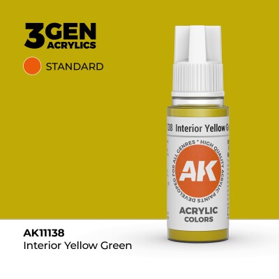 Acrylic paint INTERIOR YELLOW GREEN – STANDARD / INTERIOR YELLOW-GREEN AK-interactive AK11138 детальное изображение General Color AK 3rd Generation