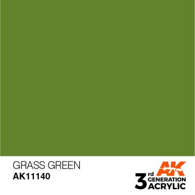 Акриловая краска GRASS GREEN – STANDARD / ЗЕЛЕНАЯ ТРАВА АК-интерактив AK11140 детальное изображение General Color AK 3rd Generation