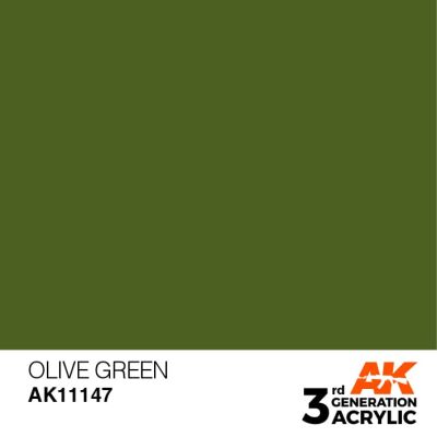 Акрилова фарба OLIVE GREEN – STANDARD / ОЛИВКОВИЙ ЗЕЛЕНИЙ AK-interactive AK11147 детальное изображение General Color AK 3rd Generation
