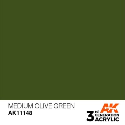 Акриловая краска MEDIUM OLIVE GREEN – STANDARD / УМЕРЕННЫЙ ОЛИВКОВЫЙ ЗЕЛЕНЫЙ АК-интерактив AK11148 детальное изображение General Color AK 3rd Generation