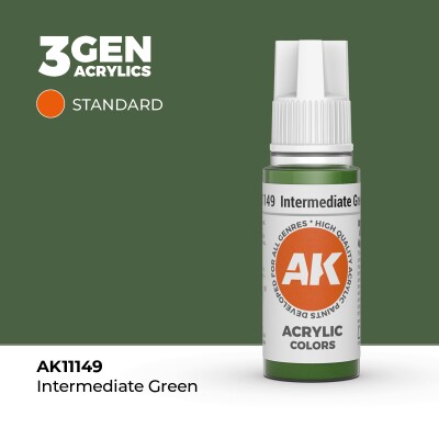 Акриловая краска INTERMEDIATE GREEN STANDARD / ПРОМЕЖУТОЧНЫЙ ЗЕЛЕНЫЙ АК-интерактив AK11149 детальное изображение General Color AK 3rd Generation