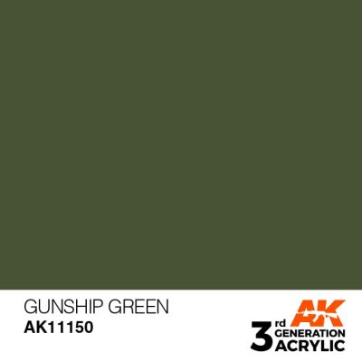 Acrylic paint GUNSHIP GREEN – STANDARD / HELICOPTER GREEN AK-interactive AK11150 детальное изображение General Color AK 3rd Generation