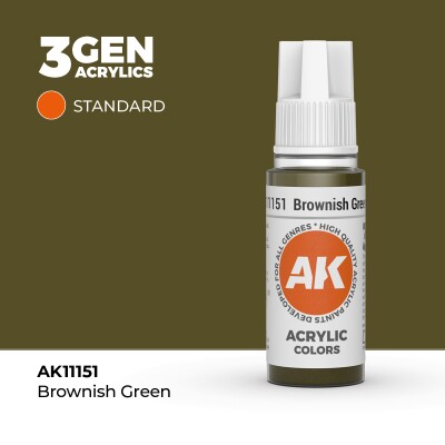 Акрилова фарба BROWNISH GREEN – STANDARD / КОРИЧНЕВИЙ ЗЕЛЕНИЙ AK-interactive AK11151 детальное изображение General Color AK 3rd Generation