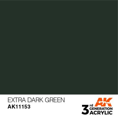 Acrylic paint EXTRA DARK GREEN – STANDARD / EXTRA DARK GREEN AK-interactive AK11153 детальное изображение General Color AK 3rd Generation