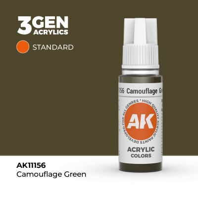 Акриловая краска CAMOUFLAGE GREEN – STANDARD / КОМУФЛЯЖНЫЙ ЗЕЛЕНЫЙ АК-интерактив AK11156 детальное изображение General Color AK 3rd Generation