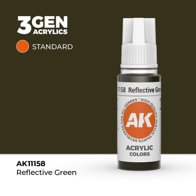 Акриловая краска REFLECTIVE GREEN – STANDARD / ОТРАЖАЮЩИЙ ЗЕЛЕНЫЙ АК-интерактив AK11158 детальное изображение General Color AK 3rd Generation