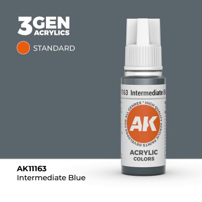 Акриловая краска INTERMEDIATE BLUE – STANDARD / ПРОМЕЖУТОЧНЫЙ СИНИЙ АК-интерактив AK11163 детальное изображение General Color AK 3rd Generation