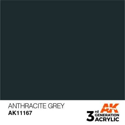 Acrylic paint ANTHRACITE GRAY – STANDARD / ANTHRACITE GRAY AK-interactive AK11167 детальное изображение General Color AK 3rd Generation