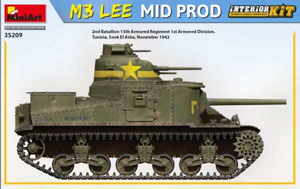 Збірна модель 1/35 Танк M3 Lee Mid Prod. з інтер'єром Miniart 35209 детальное изображение Бронетехника 1/35 Бронетехника